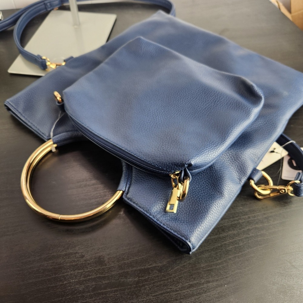 Sondra Roberts Inner Circle Clutch Square‎ Crossbody Navy Blue Purse - Picture 4 of 15